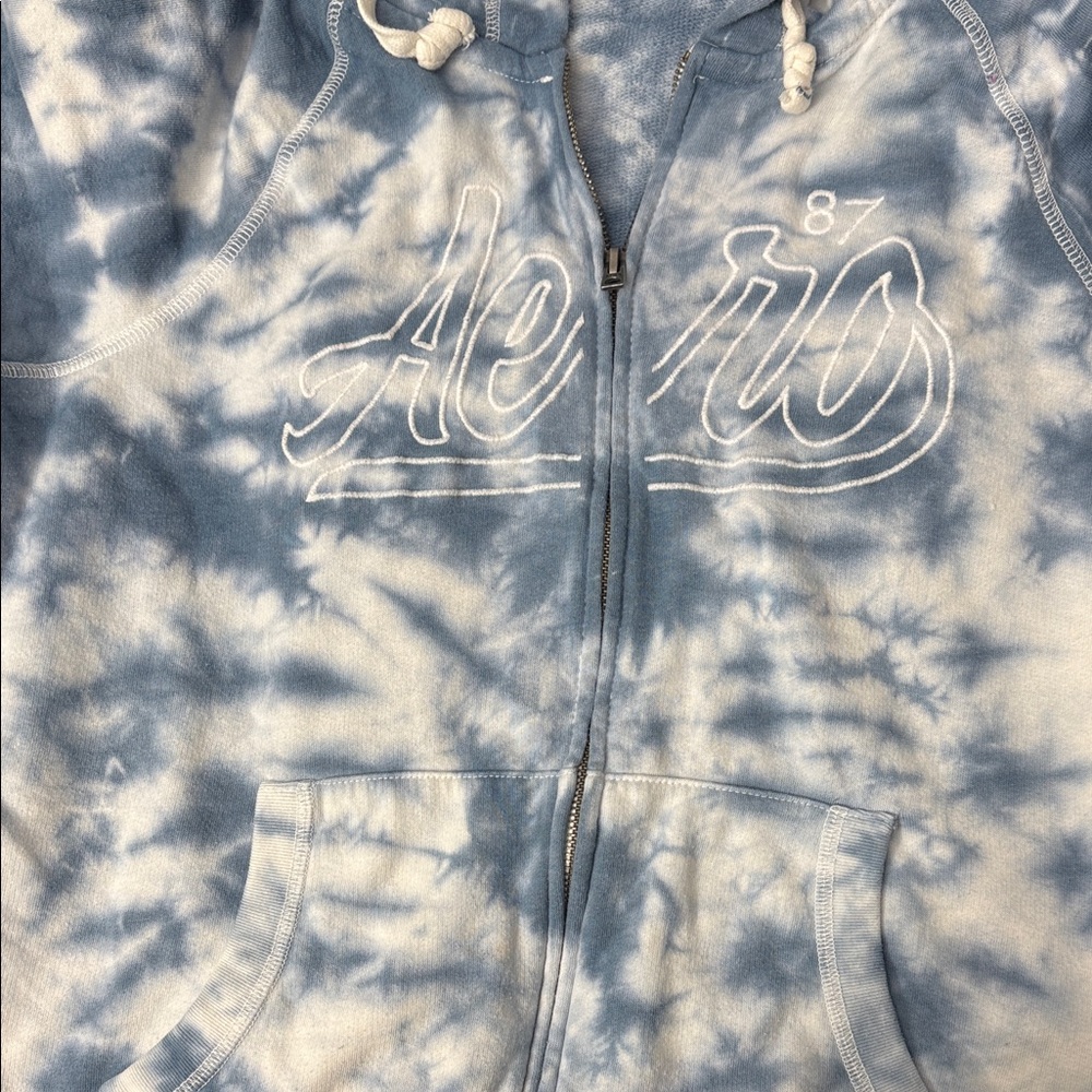 Blue Tie-Dye Zip-Up Hoodie
